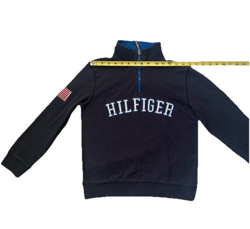 Tommy Hilfiger Kids 12-14 Shirt Long Sleeve Zip Front Size Medium Navy Blue A109 - Picture 5 of 6