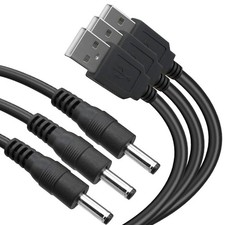 3-Pack 4ft USB A Male to 3.5mm x 1.35mm 5V Adapter - 4 feet, Black-3 Pack-ua
