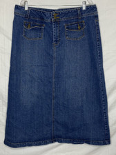 Ashley Stewart Denim 4 Pocket Zip-up Long Jean Split Skirt Sz 20 