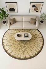 Hand Tufted Wool Rug  Modern Organic Design Carpet  Nature Inspired Round Rug