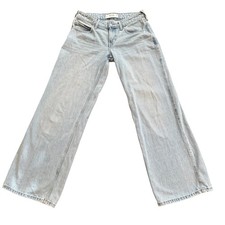 Hollister Low Rise Baggy Jeans Women  s W26 Light Wash Baggy Y2K Wide Leg Denim