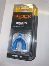 Shock Doctor Mouthguard Braces Strapped Instant Fit Youth Ages 11- Blue