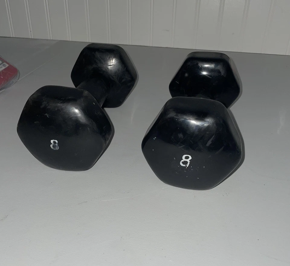 Гантели с виниловым пластиковым покрытием 8 фунтов ручной вес шестигранные - Изображение 3 из 4