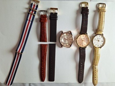 3 Armbanduhren Rivado und Cafuer Quartz Unisex + 3 Armbänder