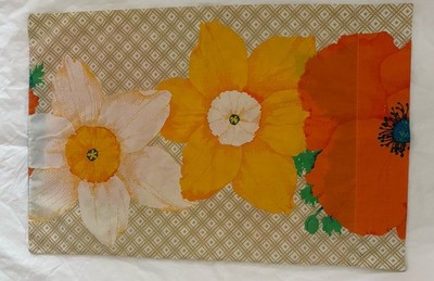 70s Retro Flower Power Pillowcase St Marys Huge Flowers Dif Reverse Orange Pink