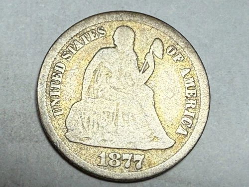 1877-CC Carson City SEATED LIBERTY silver U.S. dime. Good/AG. #nd1