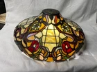 Vintage TIFFANY STYLE Stained Glass lamp shade Oblong 19" x 17"