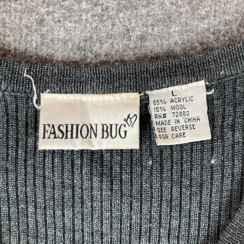 Vintage Fashion Bug Ribbed Wool Blend Maxi Dress Womens Large L Gray Minimalist - Image 4 of 4