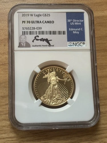 2019-W Proof 1/2 oz American Gold Eagle $25 - NGC PF70 Ultra Cameo - Moy Signed