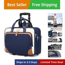 Rolling Laptop Bag, Rolling Briefcase for Women with Waterproof Pocket, 16 In...