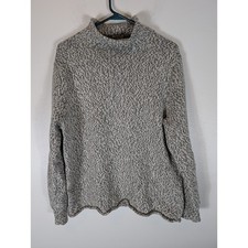 J.Crew Mens 1988 Rollneck Sweater Large Grey White Marled Cotton Knit