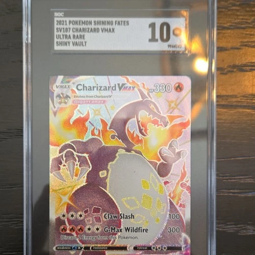 Pokémon TCG Charizard VMAX SV107/SV122 Shining Fates Ultra Rare Full Art SGC 10