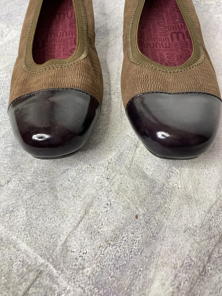 NUEVO Zapato Plano Munro Mujer Danielle Talla 5.5M Cómodo Soporte Arco Marrón Lagarto  Foto 3 de 4