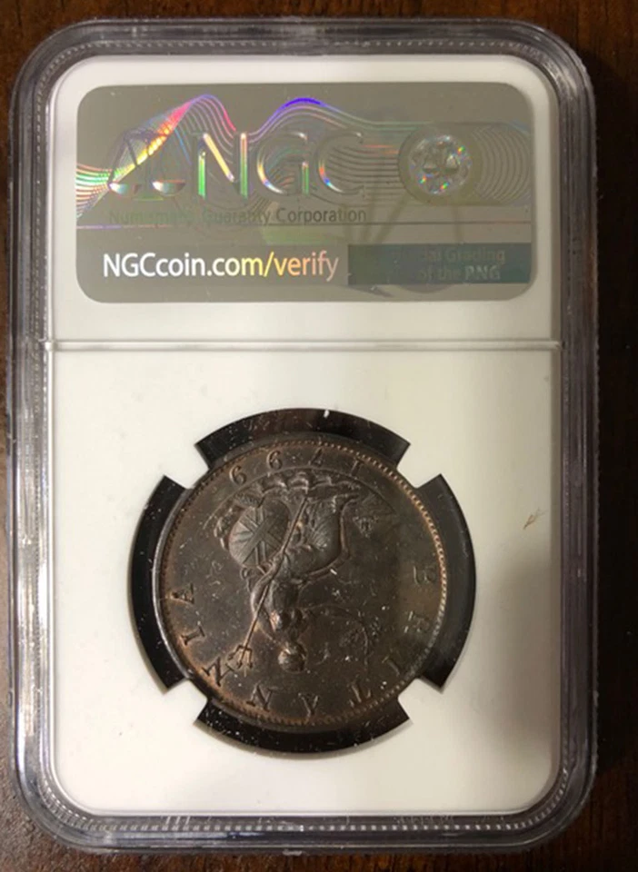 U.K-Great Britain George III Soho Copper 1/2 Penny 1799-KM # 647,NGC-UNC Details - Image 2 of 2