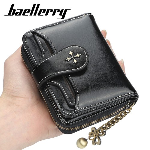 Women's Leather Small Bifold Zipper Pocket Wallet Card Case Purse with id Window - Picture 22 of 34