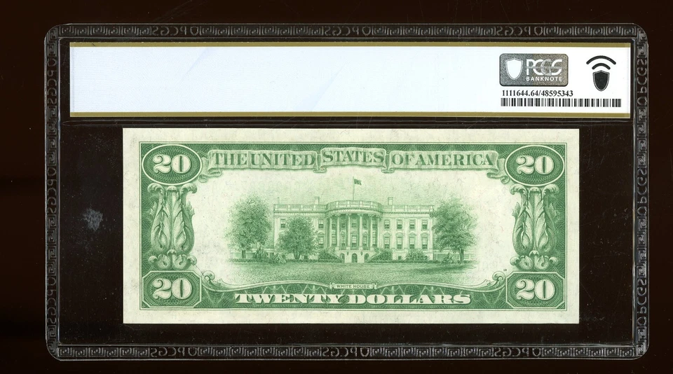 DBR 1928 $20 FRN Chicago Numeral Fr. 2050-G PCGS-B 64 PPQ Serial G00963744A - Image 2 of 2