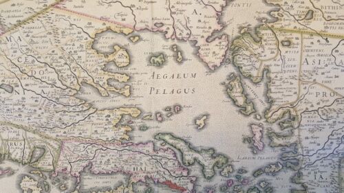 ANTIQUE COLORED RARE MAP / GREECE & VICINITY, Circa 1648 by Jan Jansson - Picture 5 of 9