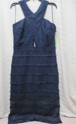 Sam Edelman Women's Party Dress Blue Sleeveless Crochet Tummy Hole -Size 12