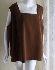 Susan Graver Style Sz 3X Brown Lux Look Shell Tank Top 100% Polyester