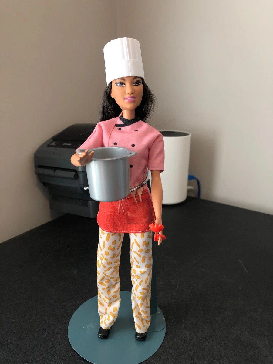 Barbie Career Pasta Chef Brunette Doll with Cooking Pot | eBay