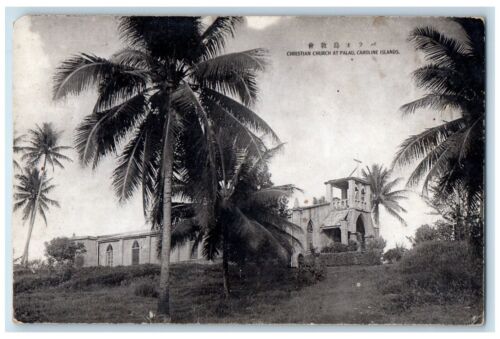 c1910's Christian Church At Palau Caroline Islands Unposted Antique Postcard - Picture 1 of 2