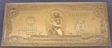 24K Gold USA 2 Dollar Bill Novelty Banknote as pictured