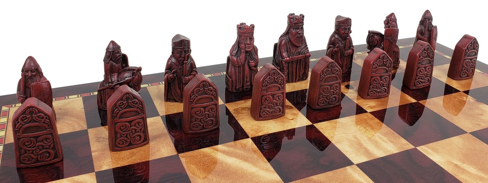 Isle Of Lewis II Ivory & Red Resin Chess Pieces 3.5 With -  Portugal