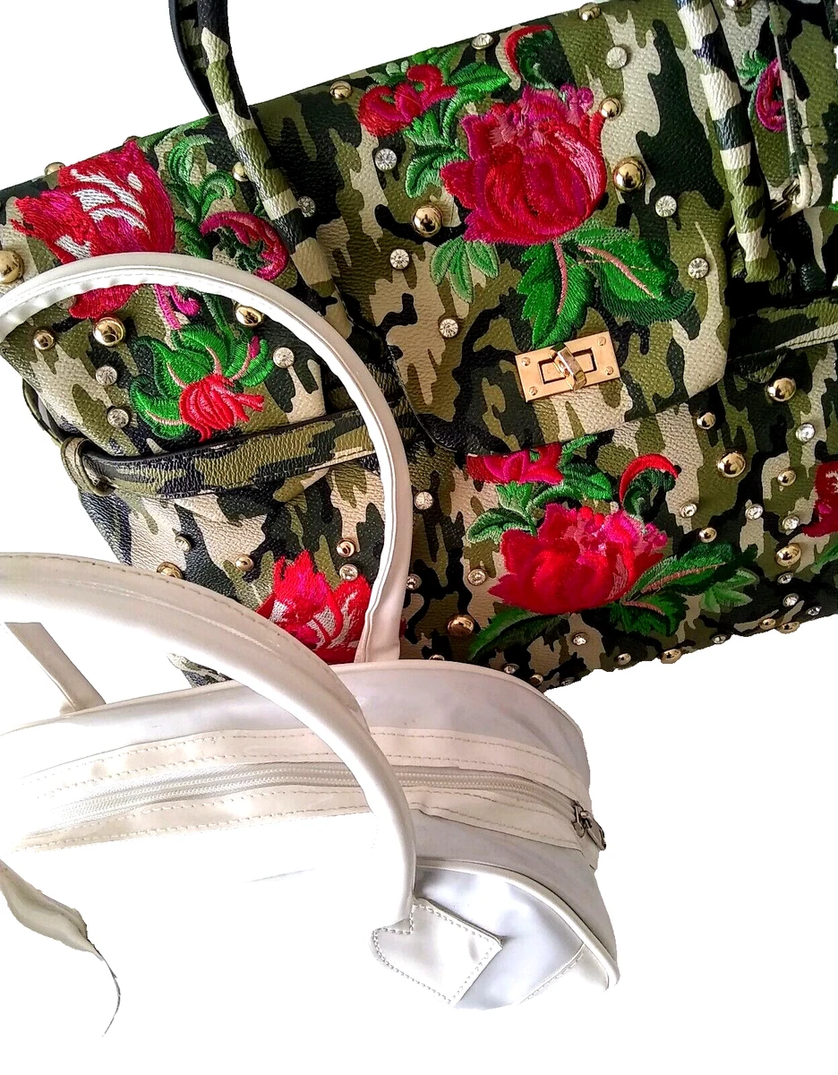 Mohiriya Borsa Tote In Vera Pelle Grand Con Cerniera - Patchwork Floreale Multicolore, Tracolla Regolabile
