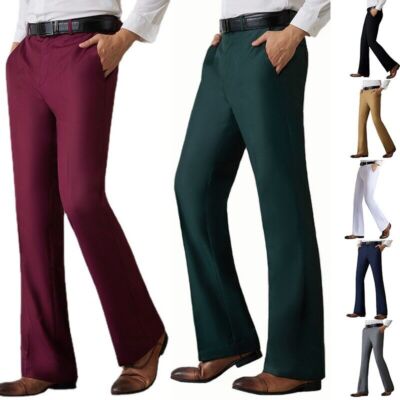 Mens Bell Bottom Flare Pants Slim Retro 60S 70S Formal Dress Mens Bell Bottom Flare Pants Slim Retro 60S 70S Formal Dress