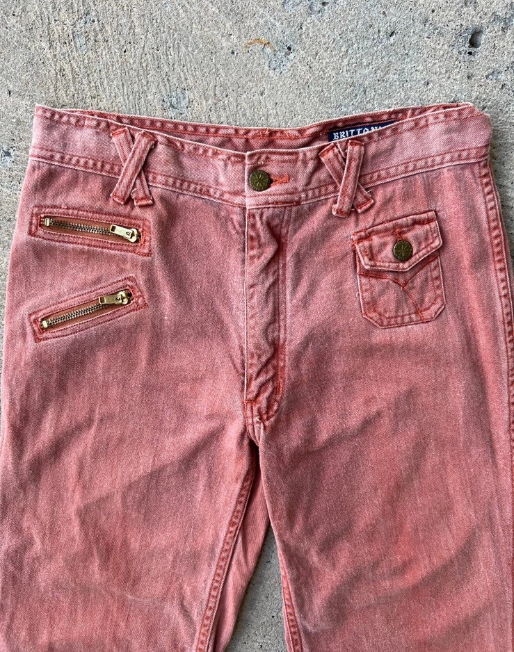 Vintage 70s Brittania Bellbottom Buckle Jeans Bell Bottoms Hippie Boho 32 - Image 2 of 4