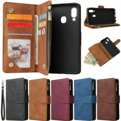 For Samsung S10-S26 Ultra A51 A71 A30 A70 Zipper Wallet Leather Flip Phone Case