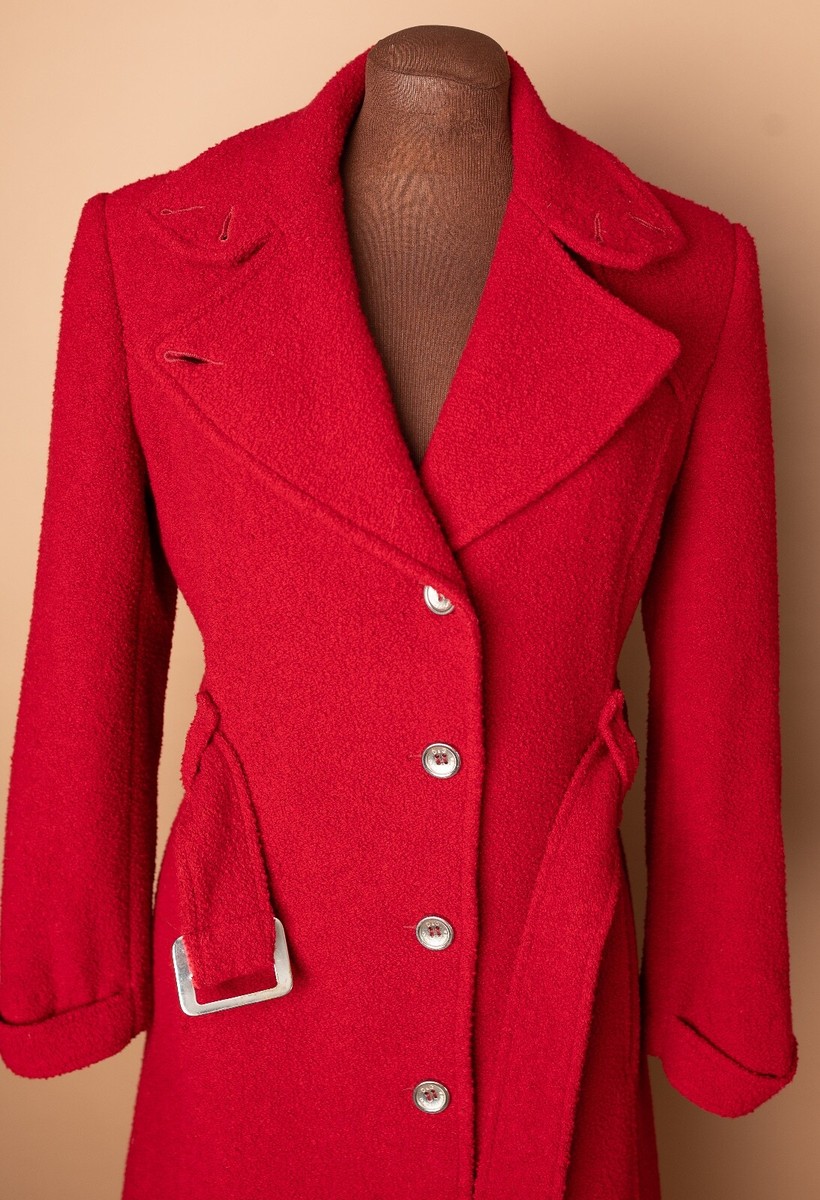 Dolce & Gabbana ウールコート レッド Dolce & Gabbana Red Wool Textured Winter Coat Jacket Zebra