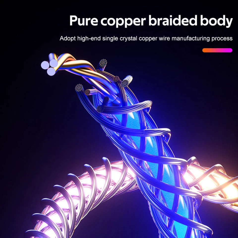 25X USB-C RGB Charger Cable JOB LOT BULK WHOLESALE Type C LED Light Up - Image 2 of 4