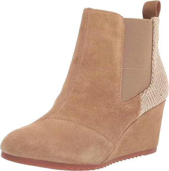 Toms toffee suede wedge clearance bootie