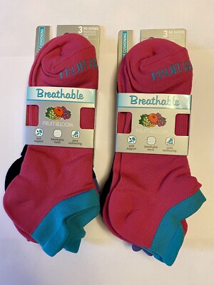 2 Packs Fruit of the Loom Womens Breathable No Show Tab Socks 3pk Size ...