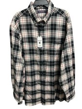 Roundtree Yorke Flannel Shirt 2XT Black White Red Plaid Soft Portuguese Cotton