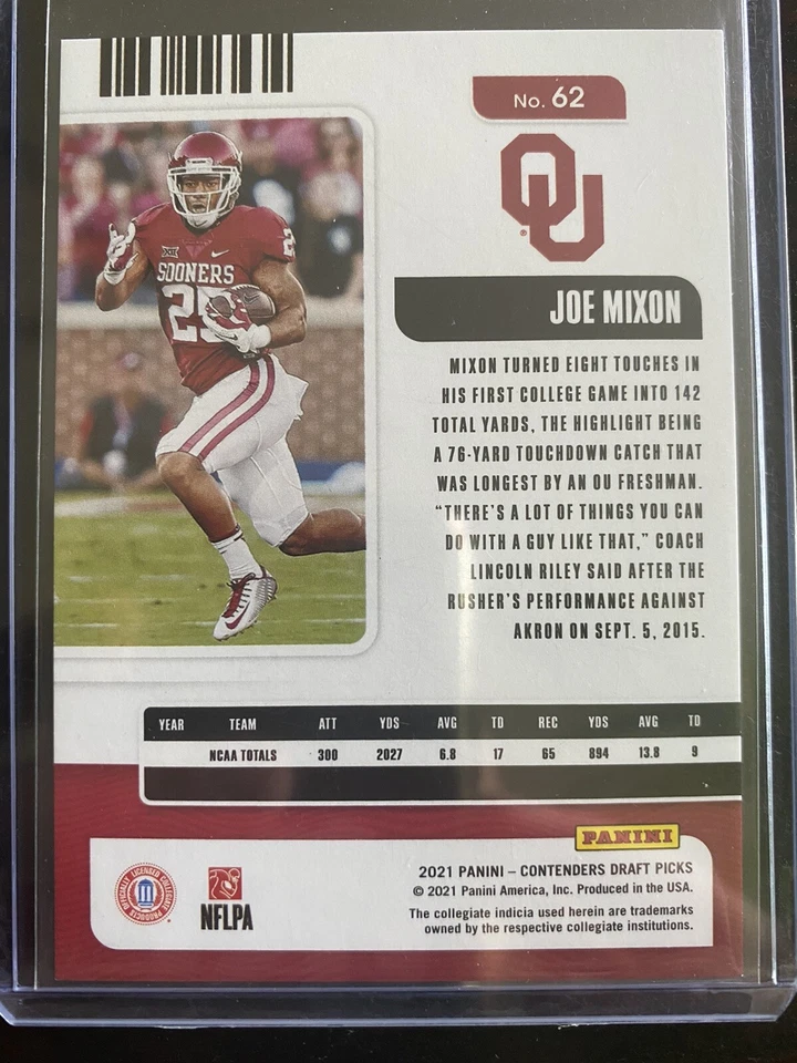 2021 Panini Contenders Draft Joe Mixon #/23 Cracked Ice SP Bengals MINT - Image 2 of 2