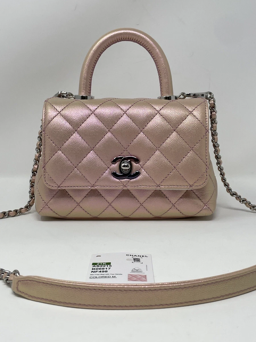 Pink Quilted Caviar Coco Handle Bag Mini