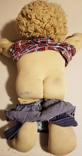 Xavier Roberts Cabbage Patch Niños Rubio Azul 1985 Suave Escultura 16" Niño Muñeca - Imagen 11 de 12