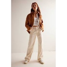 Free People We The Free Tinsley Baggy Mid Rise Straight Leg Jeans Cream 33NWOT