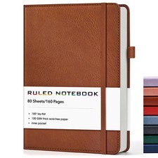 Lined Journal Notebook, A5 Hardcover Leather Journals for Writing, 160 Numbered