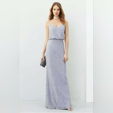 Adrianna Papell Blouson Lace Dove Gray Maxi Formal Dress Size 12