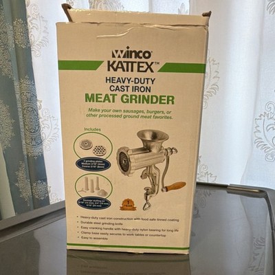 Winco Kattex Heavy-Duty Manual Cast Iron Meat Grinder Sausage Kit Clamp
