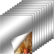 10 Pieces Flexible Mirror Sheets Self Adhesive Decorative Plastic Mirror Tiles