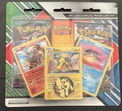Pokémon Legendary Beasts Blister Entei Raikou Suicune  2 Boosters + Coin 2017