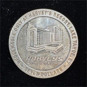 Harveys Resort Lake Tahoe $7 Silver Strike 1992 999 Fine Silver Nevada