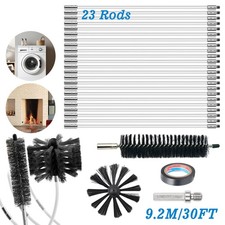 27x Flexible Chimney Sweep Flue Sweeping Brush & Rod Kit Soot Cleaning Rods Tool