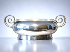 ART DECO GEORG JENSEN JOFEF HOFFMANN BAUHAUS PRUNKSCHALE MIT GLASEINSATZ SILBER