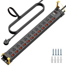 12-Outlet Metal Independent Switch Power Strip,Suitable for Industrial/Office