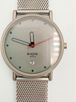 Boccia Titanium Gray Dial Men's Watch Milanese Mesh Bracelet Date Quartz New Bat